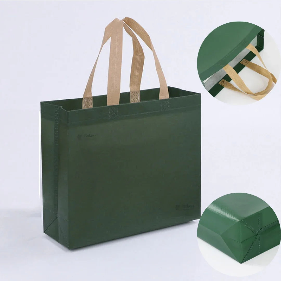Premium Matte Green Carry Bag with Kraft Handles | Dark Green & Olive Green | 3 Size Options | Pack of 50