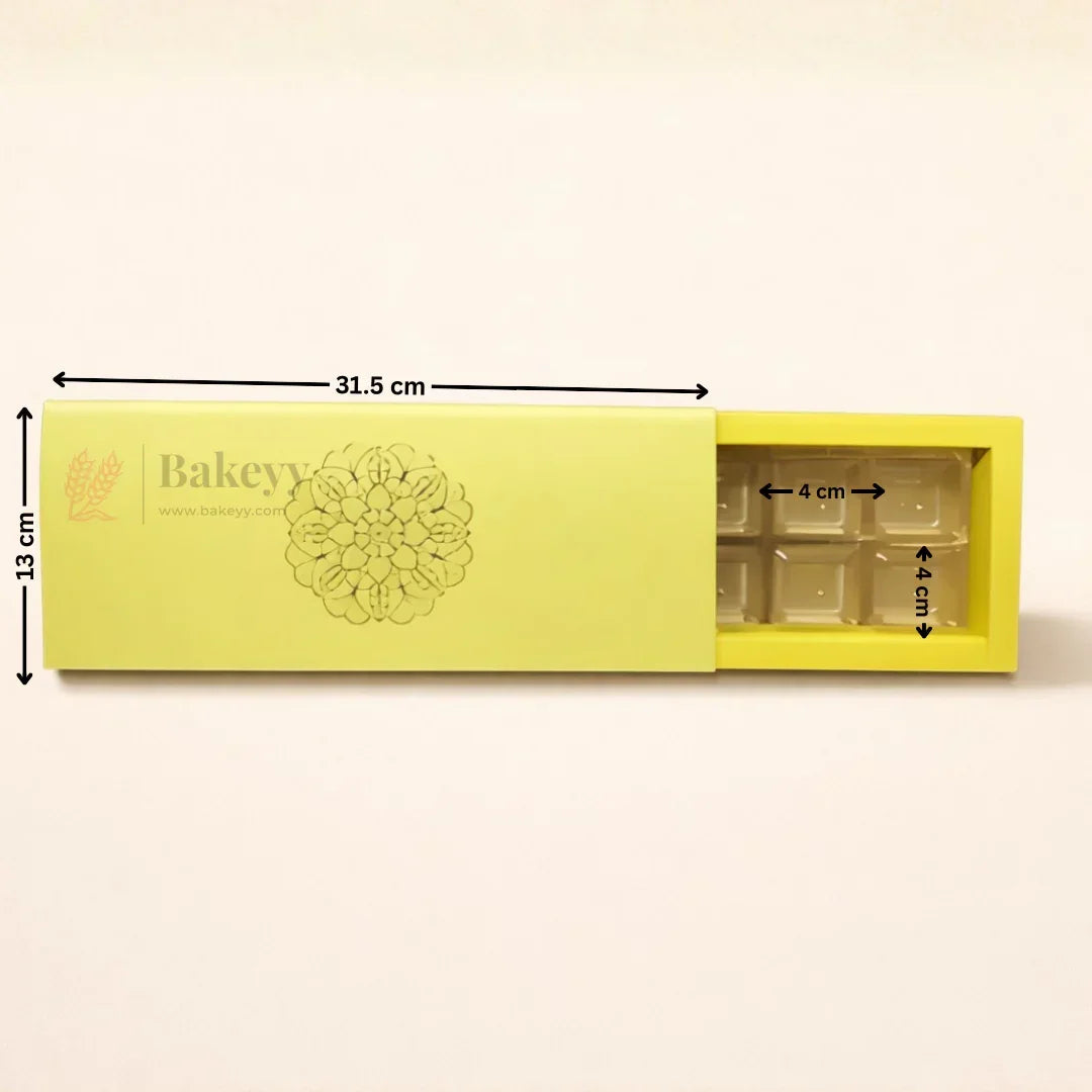 Premium Chocolate Box with Gold Foil Design | Pack of 10 - Bakeyy.com - India - Premium Chocolate Box with Gold Foil Design | Pack of 10 - Yellow / 12 Cavity 500.00