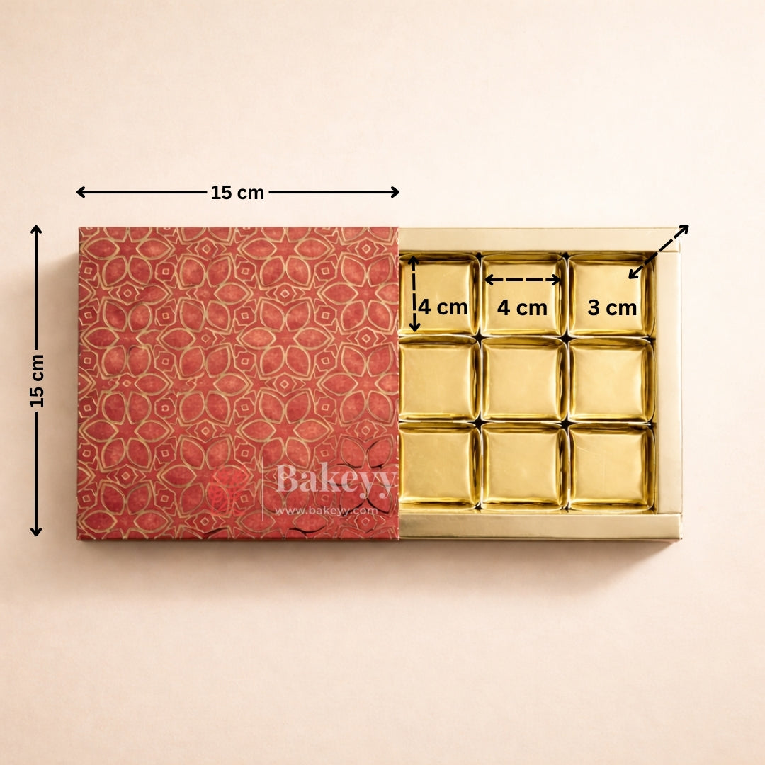 Premium Rigid Sliding Chocolate Box with Gold Tray | Gold Printed Gift Box | Pack of 10