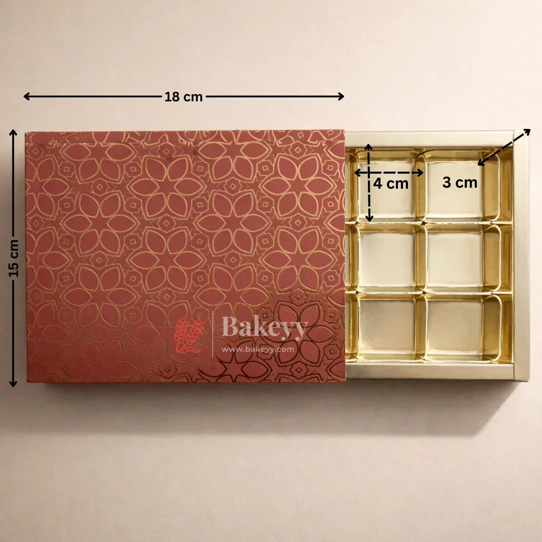 Premium Rigid Sliding Chocolate Box with Gold Tray | Gold Printed Gift Box | Pack of 10