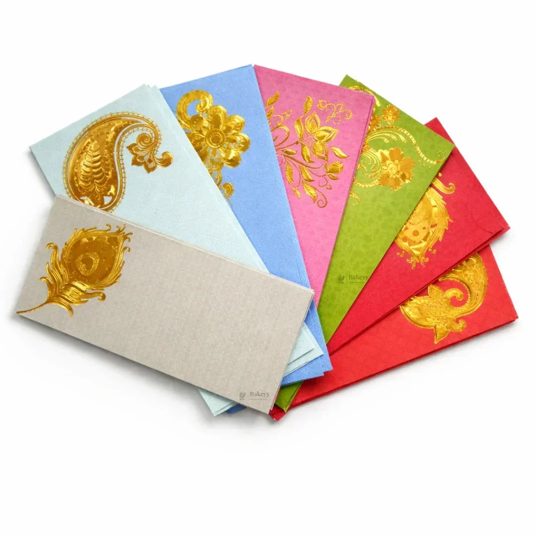 Royal Heritage Gold-Foil Shagun Envelopes | Premium Cash & Gift Envelopes | Multiple Elegant Designs | Pack of 25