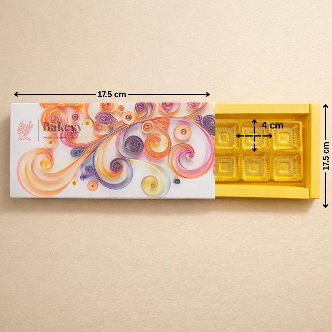 Premium Sliding Chocolate Box with Golden Tray | 12 Cavity | Pack of 10