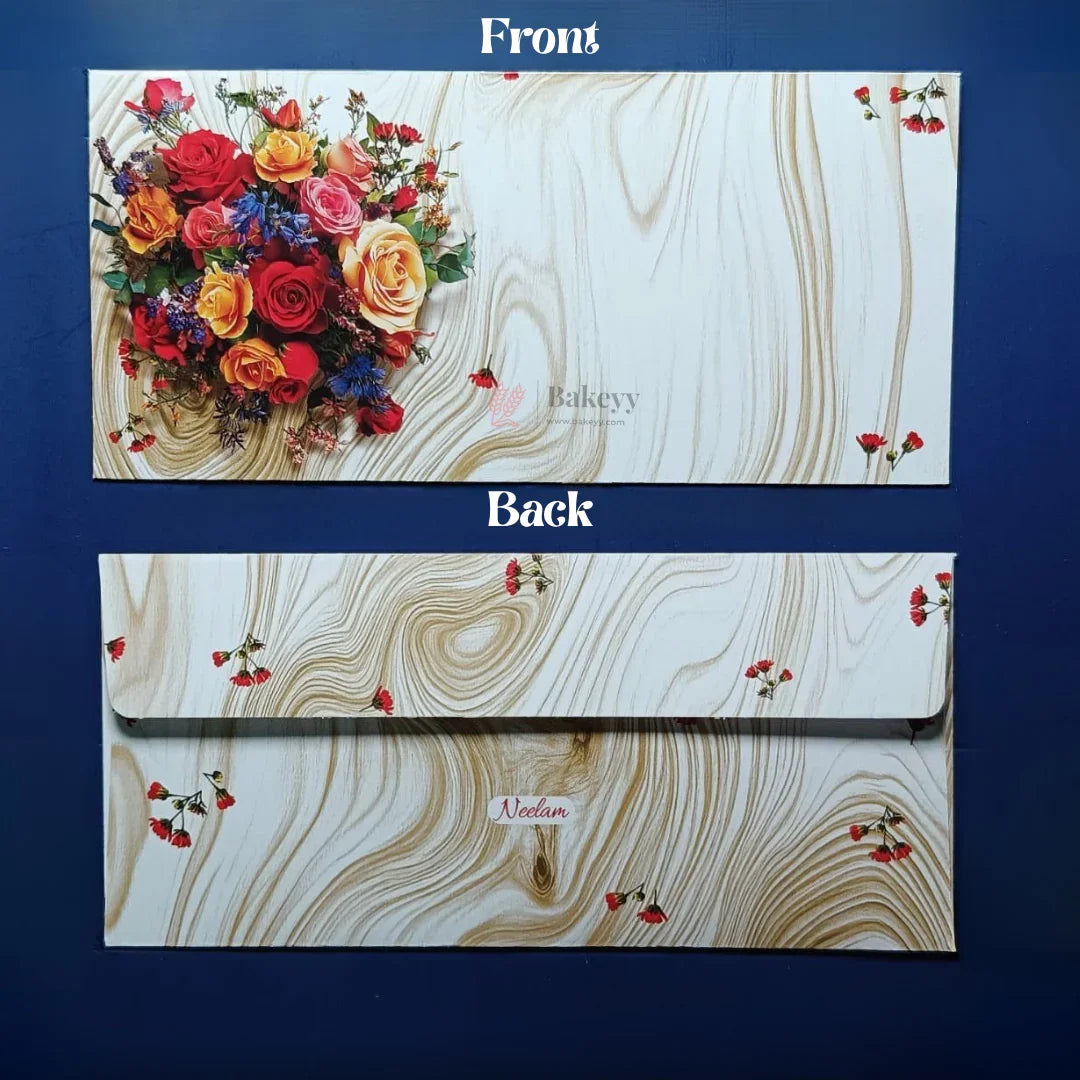 Premium Wooden Texture Floral Money Envelopes for Wedding Shagun & Cash Gifting | Pack of 25