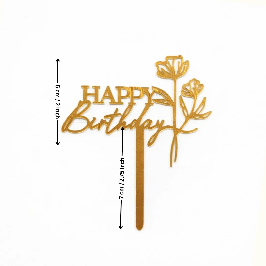 Premium Acrylic Happy Birthday Cake Toppers | Princess, Floral & Character Designs | Pack of 5