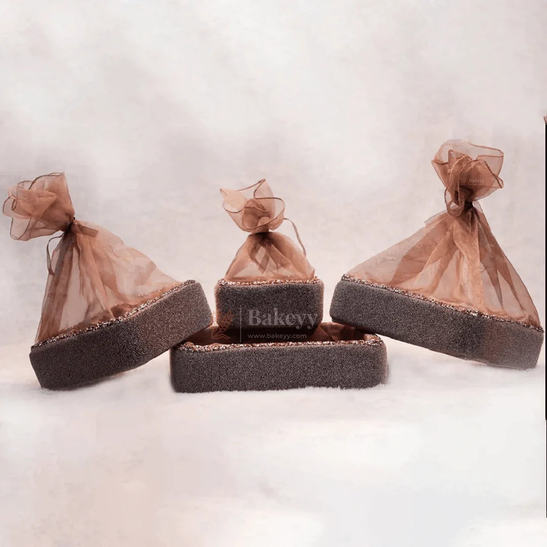 Premium Champagne Gold Embellished Hamper | Elegant Square Gifting Basket - Bakeyy.com - India - Premium Champagne Gold Embellished Hamper | Elegant Square Gifting Basket - Extra Small