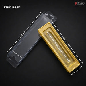Two rectangular plastic tray inserts shown on a black background with overlaid dimension arrows and text indicating 18.6 cm by 5.