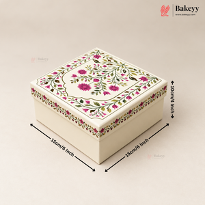 Premium Decorative Floral Print Gift Box – Square Keepsake Storage Box with Lid | Pack Of 1