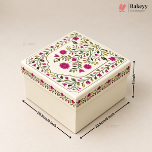 Premium Decorative Floral Print Gift Box – Square Keepsake Storage Box with Lid | Pack Of 1