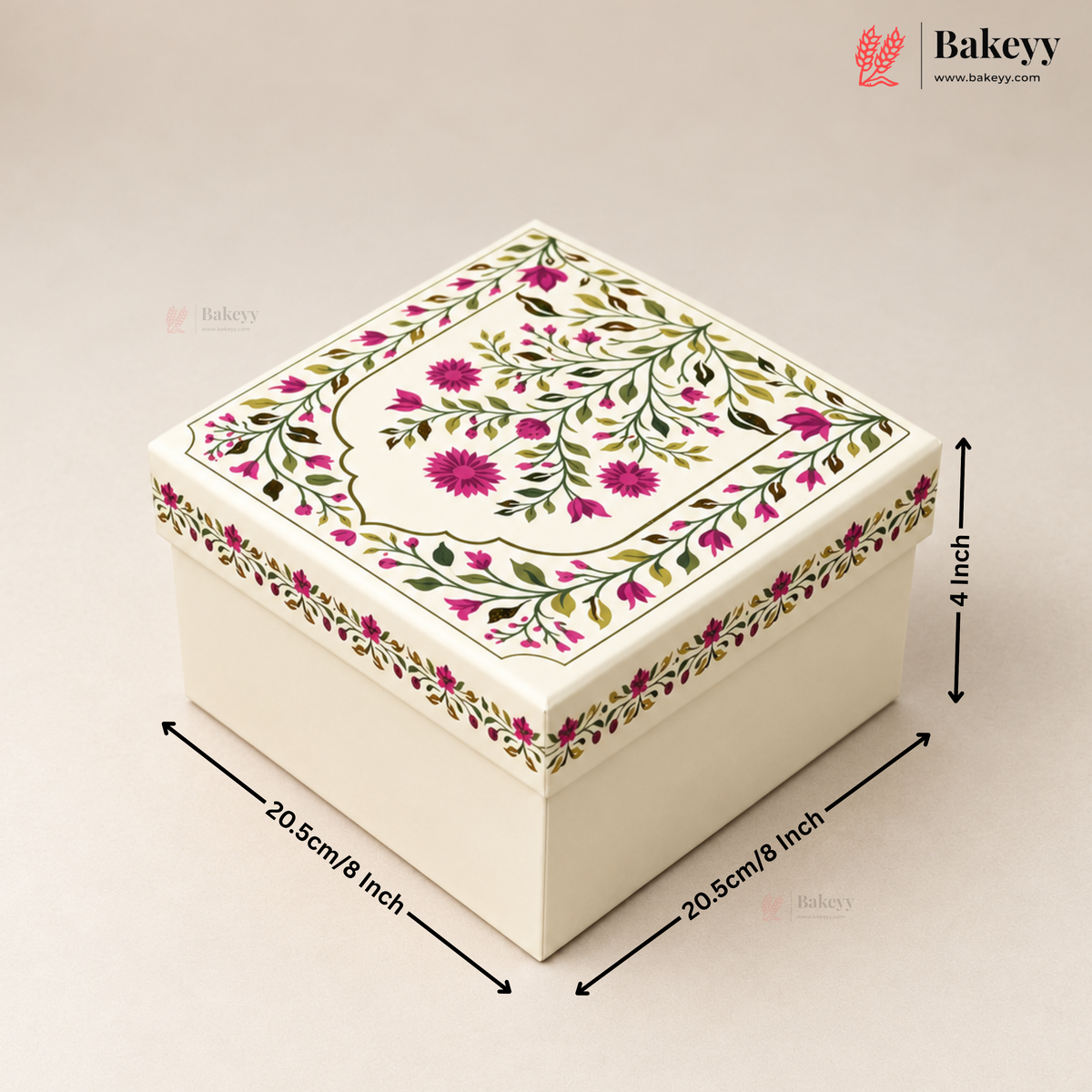 Premium Decorative Floral Print Gift Box – Square Keepsake Storage Box with Lid | Pack Of 1