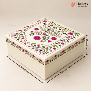 Premium Decorative Floral Print Gift Box – Square Keepsake Storage Box with Lid | Pack Of 1