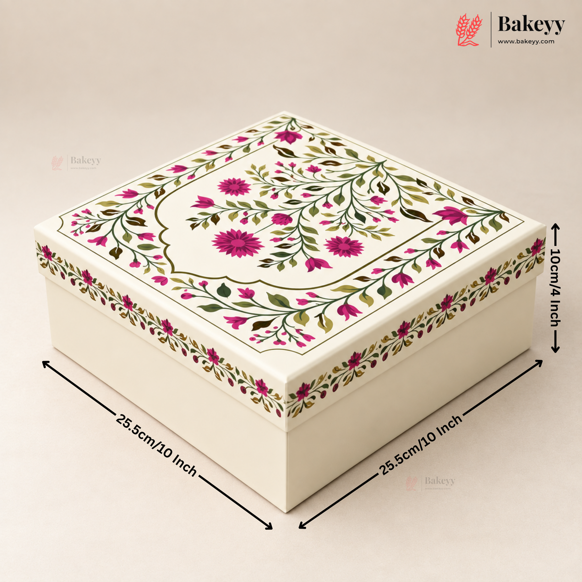 Premium Decorative Floral Print Gift Box – Square Keepsake Storage Box with Lid | Pack Of 1