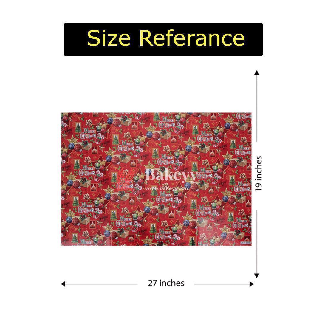 Premium Festive Christmas Wrapping Paper - Red, Blue ,White & Festive Design (Pack of 25) - Bakeyy.com - India - Premium Festive Christmas Wrapping Paper - Red, Blue ,White & Festive Design (Pack of 25) - Design 1