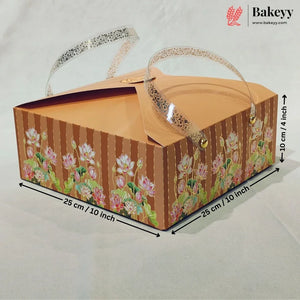 Premium Floral Printed Gift Hamper Boxes Set of 2 with Handle | Elegant Festive Gift Packaging Box | Pack of 20