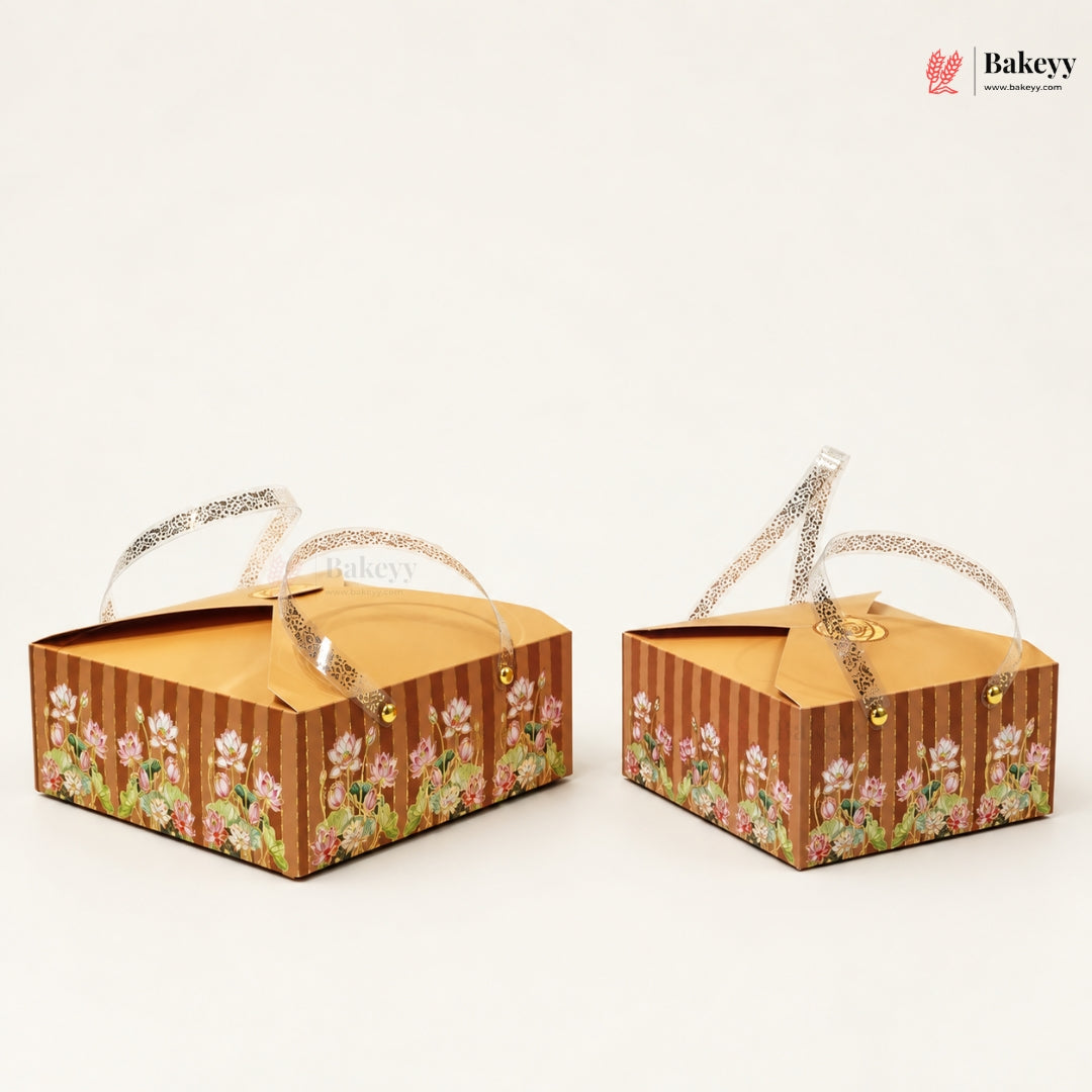 Premium Floral Printed Gift Hamper Boxes with Handle | Pack of 10