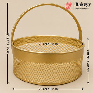 Premium Golden Metal Mesh Serving Tray with Handle | Decorative & Multipurpose Tray | Pack of 1