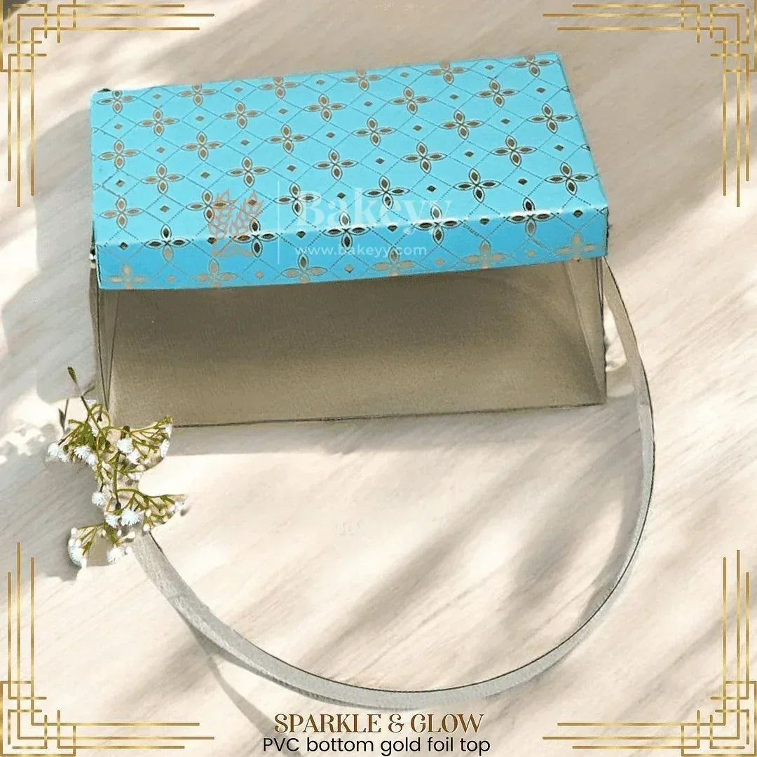 Premium PVC Box with Gold Foil Top|| 3 x 6 x 3 Inches || Pack of 10 || - Bakeyy.com - India - Premium PVC Box with Gold Foil Top|| 3 x 6 x 3 Inches || Pack of 10 || - Aqua