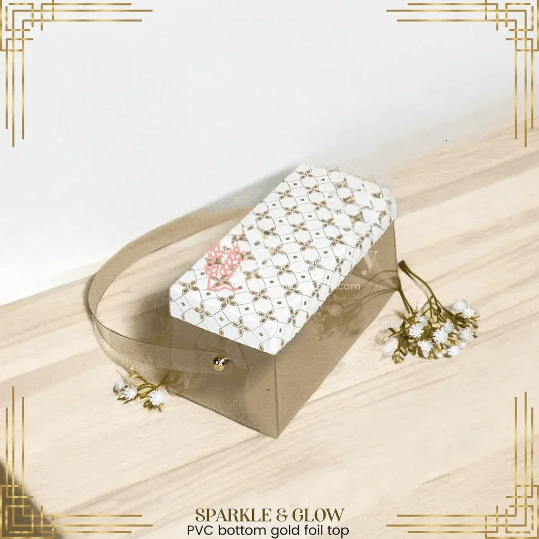Premium PVC Box with Gold Foil Top|| 3 x 6 x 3 Inches || Pack of 10 || - Bakeyy.com - India - Premium PVC Box with Gold Foil Top|| 3 x 6 x 3 Inches || Pack of 10 || - White