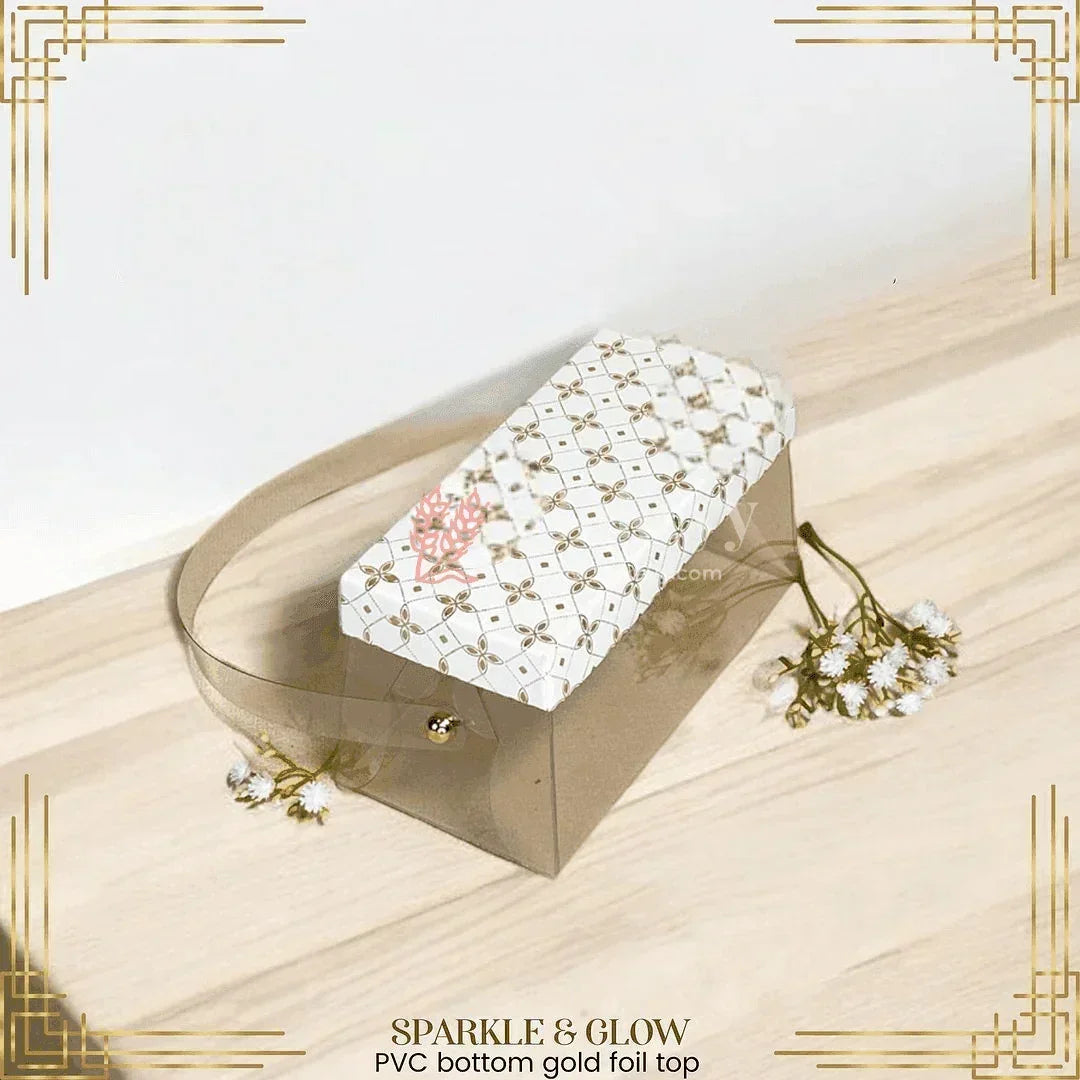Premium PVC Box with Gold Foil Top|| 3 x 6 x 3 Inches || Pack of 10 || - Bakeyy.com - India - Premium PVC Box with Gold Foil Top|| 3 x 6 x 3 Inches || Pack of 10 || - White