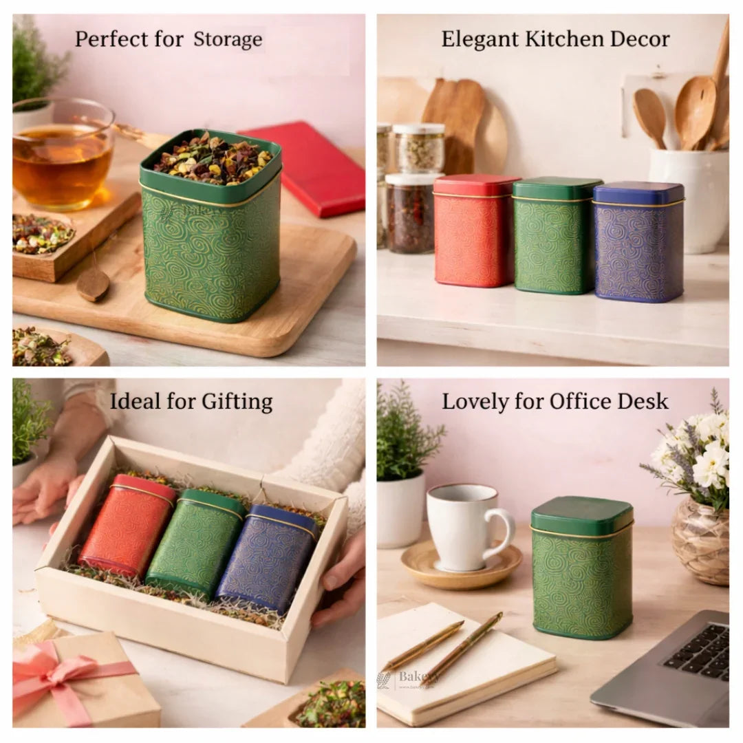 Premium Rectangle Decorative Tin Storage Containers | Vibrant, Modern Patterns | 1 Piece