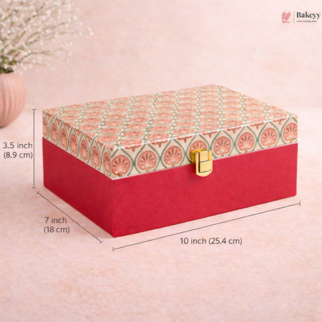 Premium_Rectangle_hamper_Box_Red_Floral_Royal_Finish_Gold_Details 7