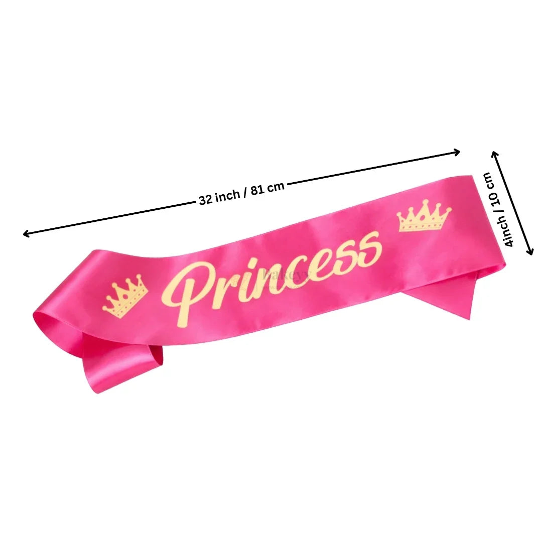 PrincessBirthdayPartySatinSashwithElegantScriptLettering_3 - Bakeyy.com