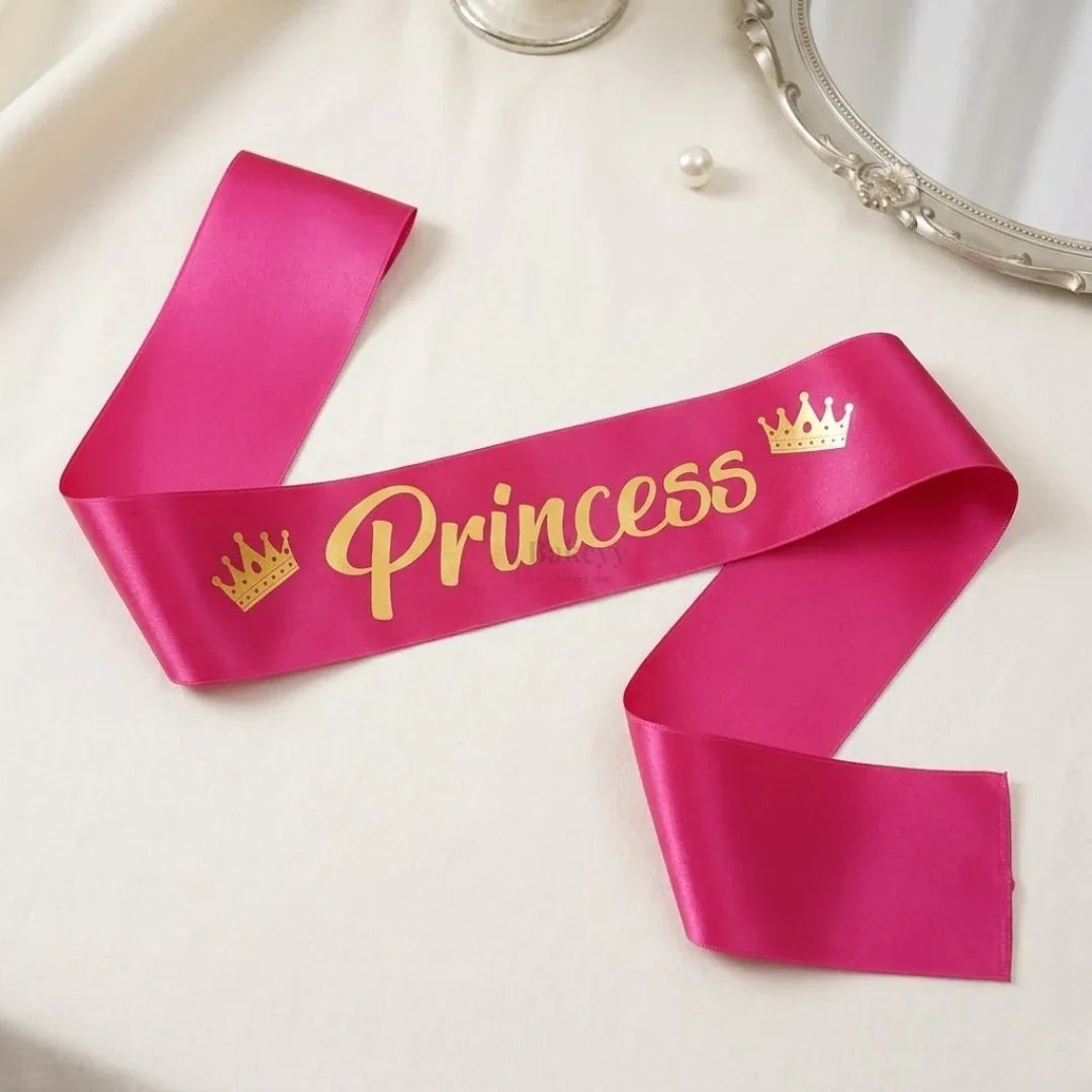 PrincessBirthdayPartySatinSashwithElegantScriptLettering_4 - Bakeyy.com