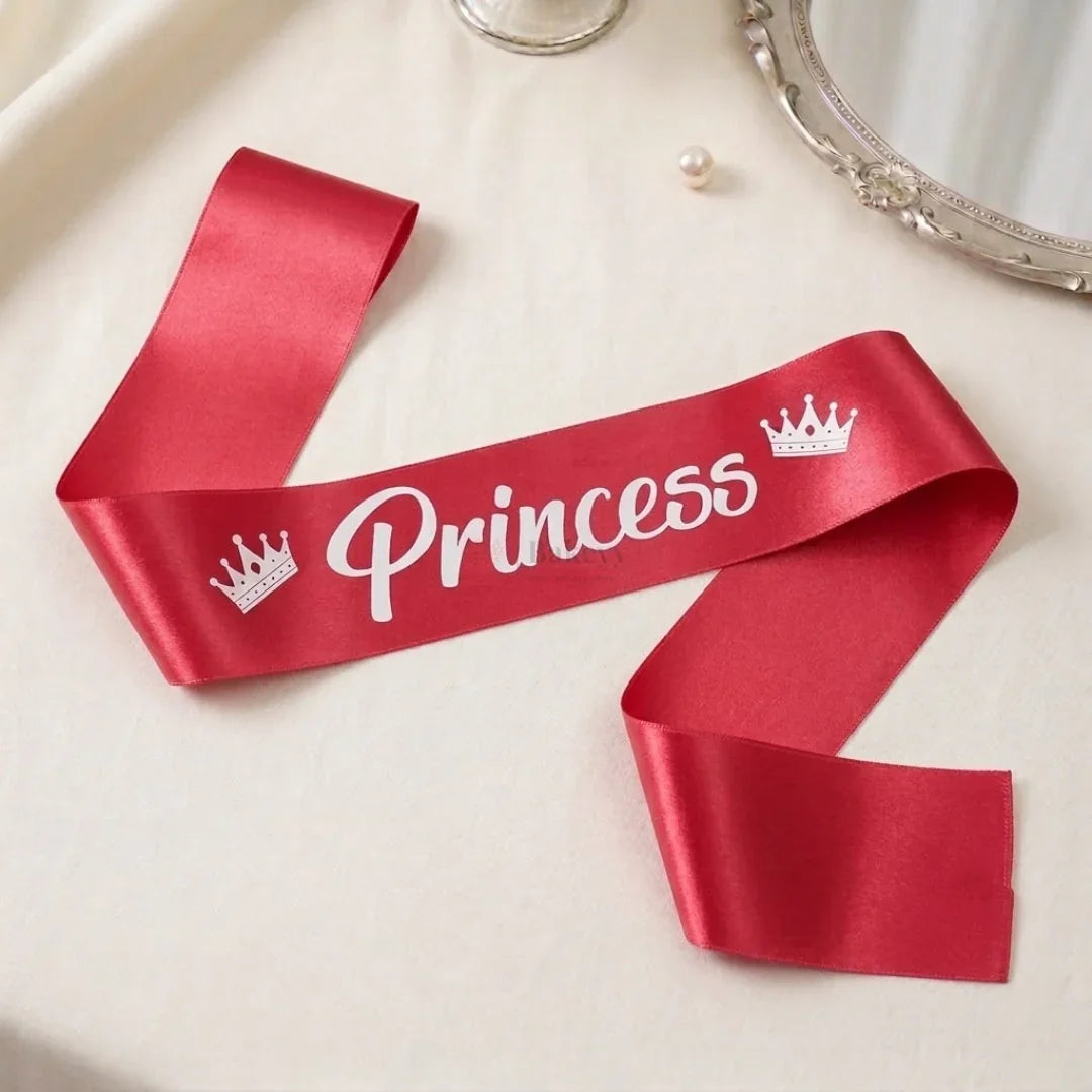 PrincessBirthdayPartySatinSashwithElegantScriptLettering_7 - Bakeyy.com