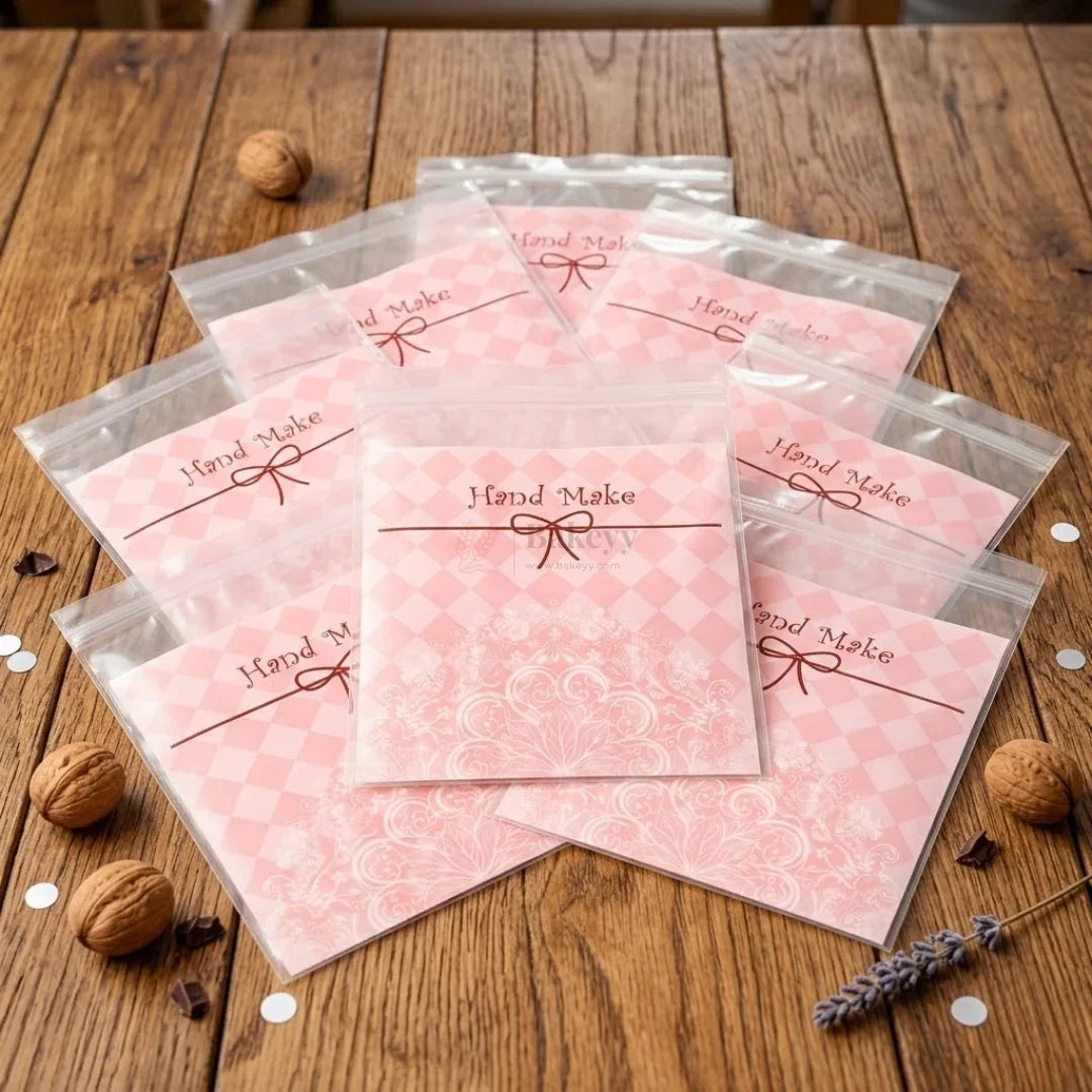 Printed Cellophane Pouch Orange Checkered Hand Made Floral Design | Pack of 100