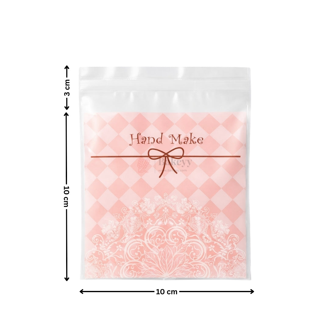 Printed Cellophane Pouch Orange Checkered Hand Made Floral Design | Pack of 100