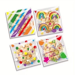 PrintedCellophanePouchRainbow_ConfettiDesignSquarePouch - Bakeyy.com