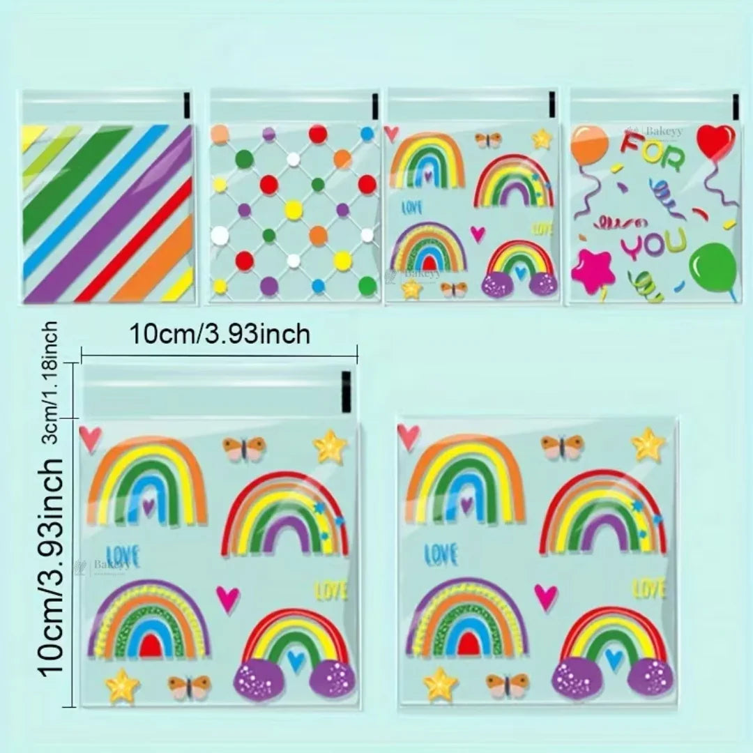 PrintedCellophanePouchRainbow_ConfettiDesignSquarePouch_2 - Bakeyy.com