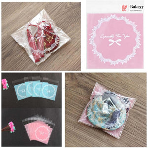 Printed Cookie Pouch with Self-Seal Flap | 3 Designs | Multiple Colours | Pack of 100