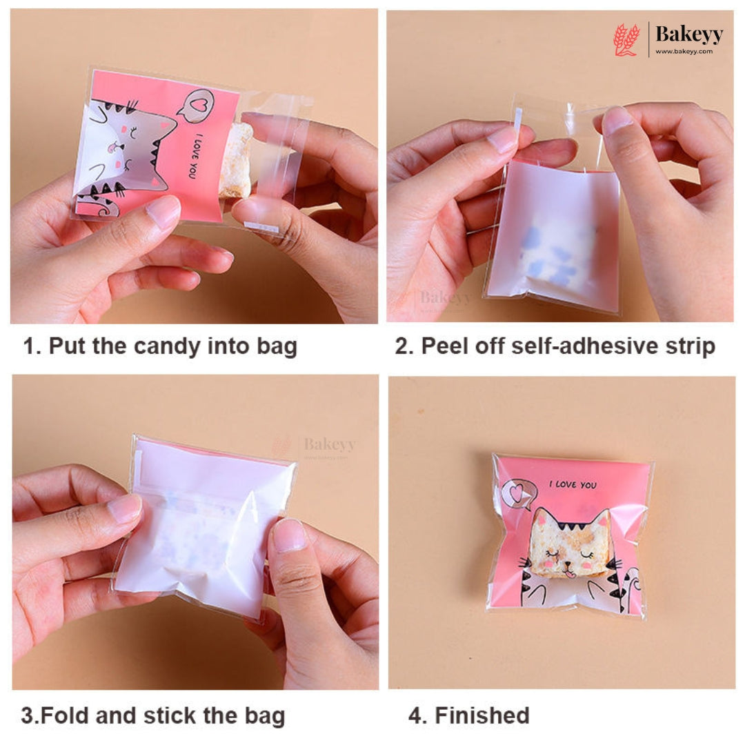Printed Cookie Pouch with Self-Seal Flap | 3 Designs | Multiple Colours | Pack of 100