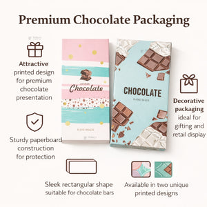 Printed Chocolate Bar Packaging Box | Decorative Chocolate Gift Box | 2 Designs Available | Pack of 50