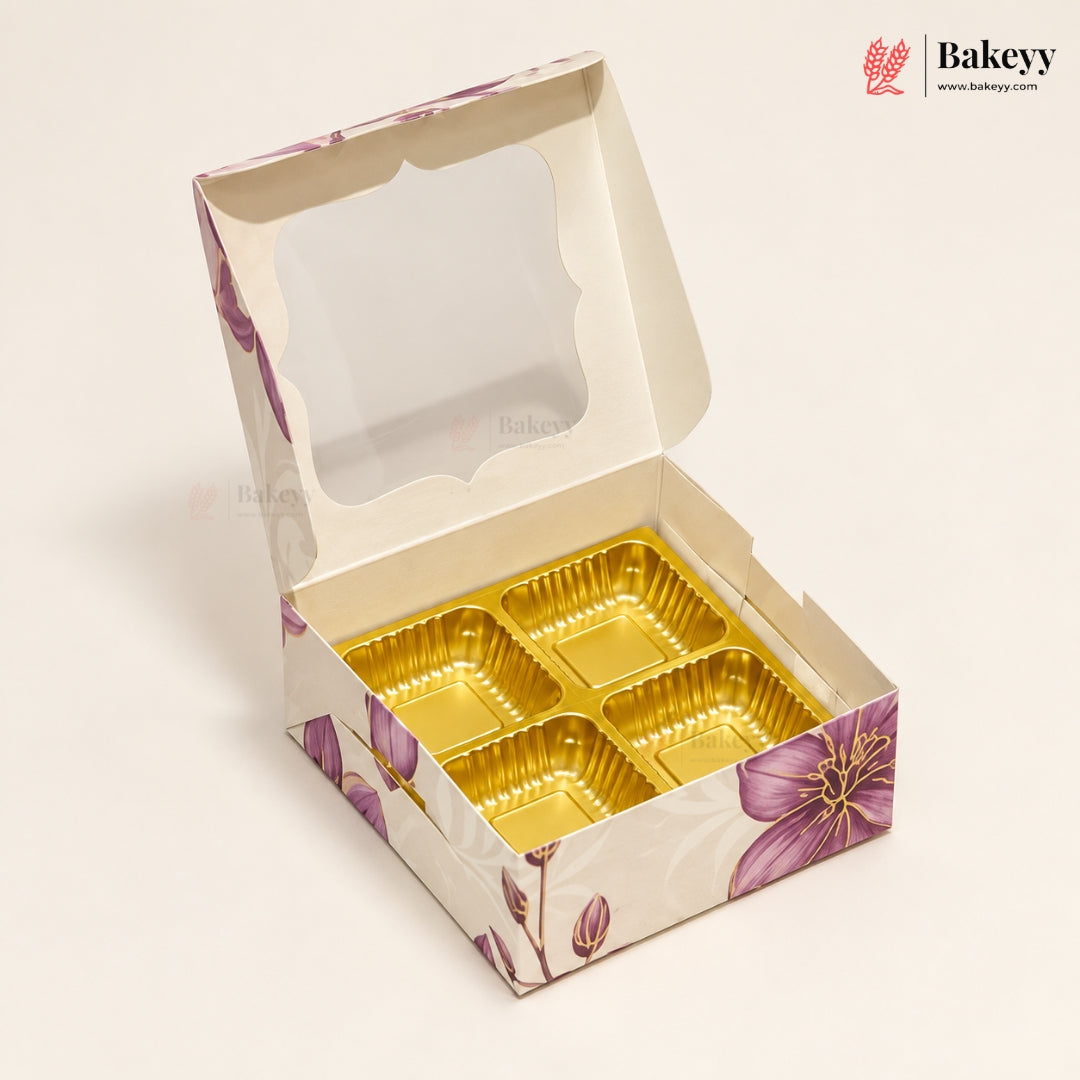 Printed Chocolate Cavity Box with Transparent Window | Pack of 25