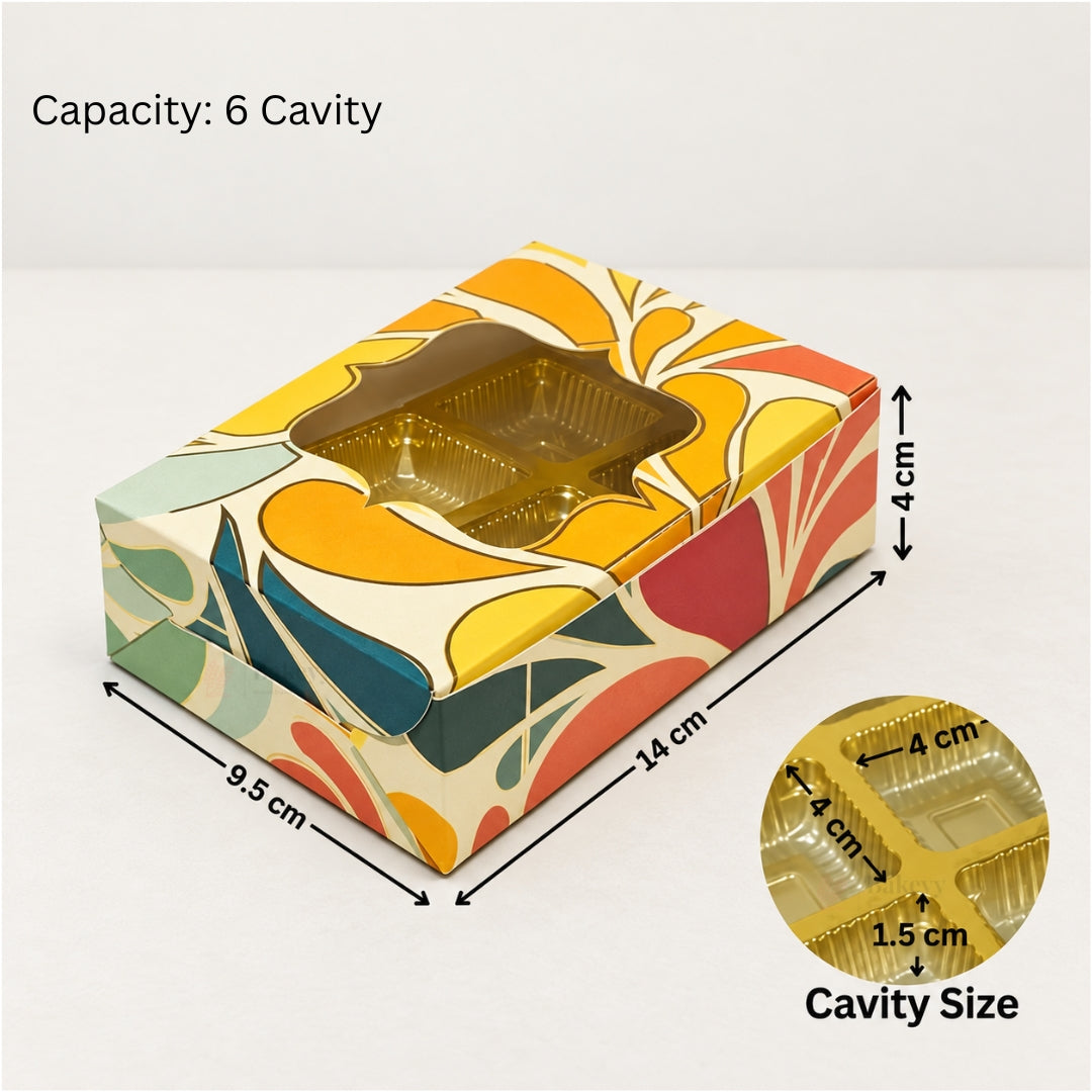 Printed Chocolate Cavity Box with Transparent Window | Pack of 25