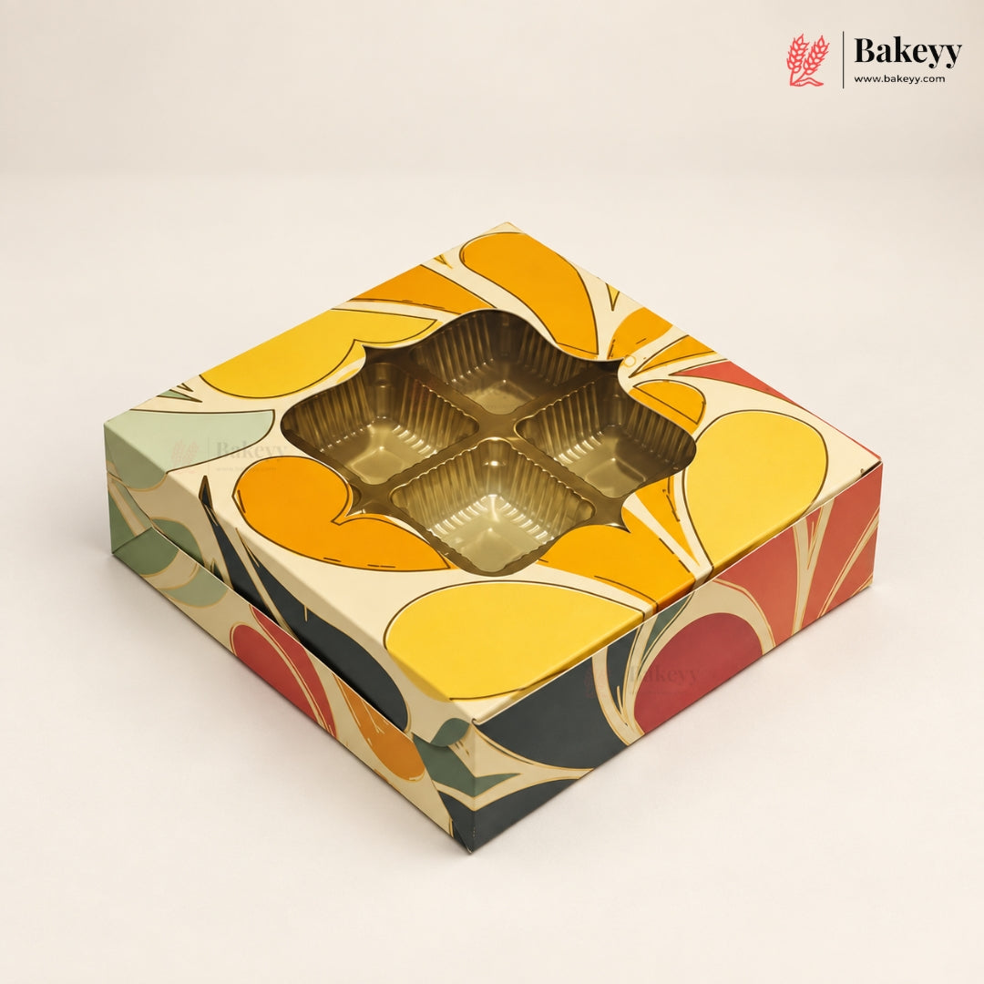 Printed Chocolate Cavity Box with Transparent Window | Pack of 25