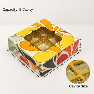 Printed Chocolate Cavity Box with Transparent Window | Pack of 25