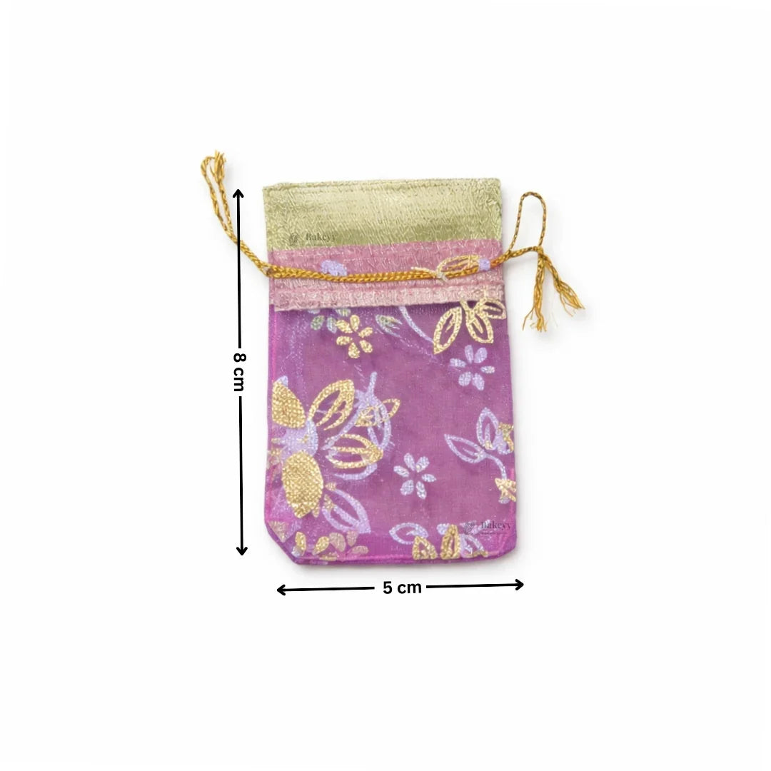 Printed Organza Potli Bags | Dark Pink Color