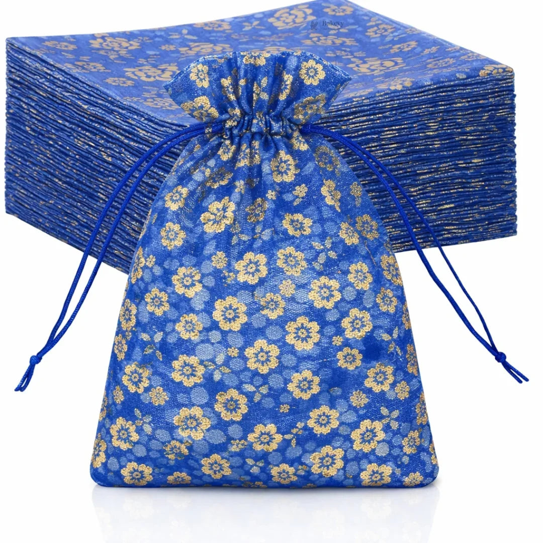 Printed Organza Potli Bags | Navy Blue Color