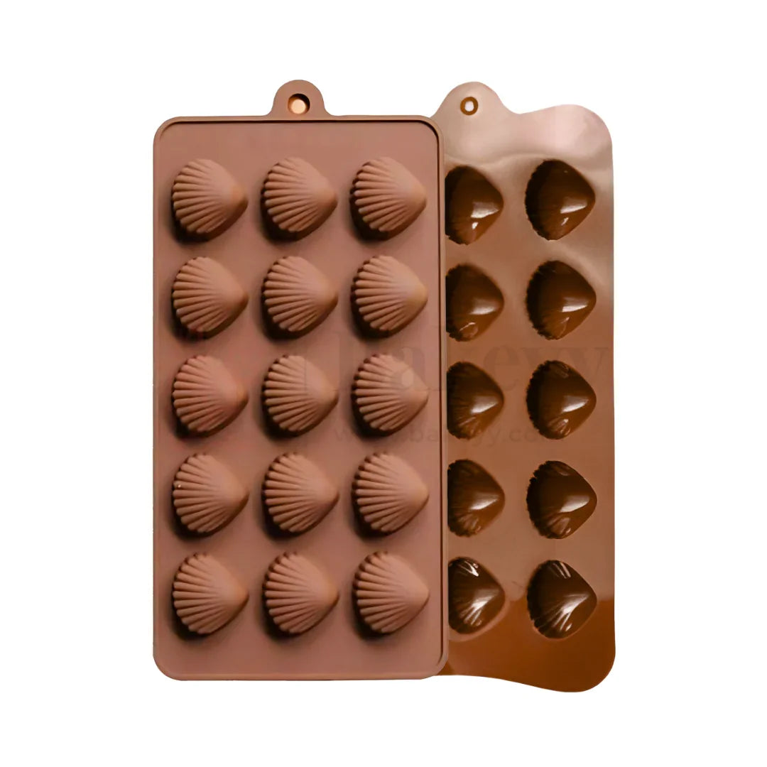 15-Cavity | Sea Shell Shaped Silicone Chocolate Mould | Non-Stick Baking & Candy Making Tray | 1 Piece