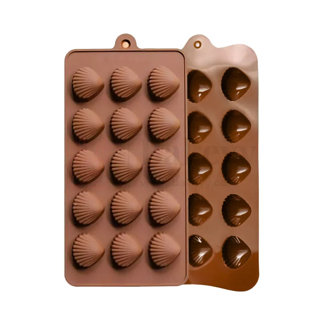 15-Cavity | Sea Shell Shaped Silicone Chocolate Mould | Non-Stick Baking & Candy Making Tray | 1 Piece - Bakeyy.com - India - 15-Cavity | Sea Shell Shaped Silicone Chocolate Mould | Non-Stick Baking & Candy Making Tray | 1 Piece - Default Title