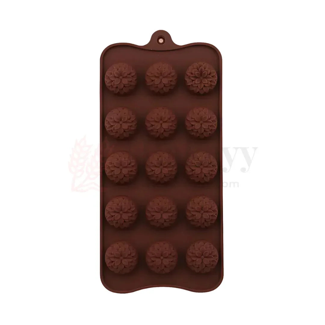 15-Cavity | Flower Design Silicone Chocolate Mould | Non-Stick Baking & Candy Making Tray | 1 Piece - Bakeyy.com - India - 15-Cavity | Flower Design Silicone Chocolate Mould | Non-Stick Baking & Candy Making Tray | 1 Piece - Default Title