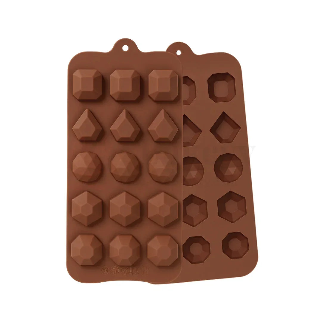 15-Cavity | Geometric Mixed Shapes Silicone Chocolate Mould | Non-Stick Baking & Candy Making Tray | 1 Piece - Bakeyy.com - India - 15-Cavity | Geometric Mixed Shapes Silicone Chocolate Mould | Non-Stick Baking & Candy Making Tray | 1 Piece - Default Title