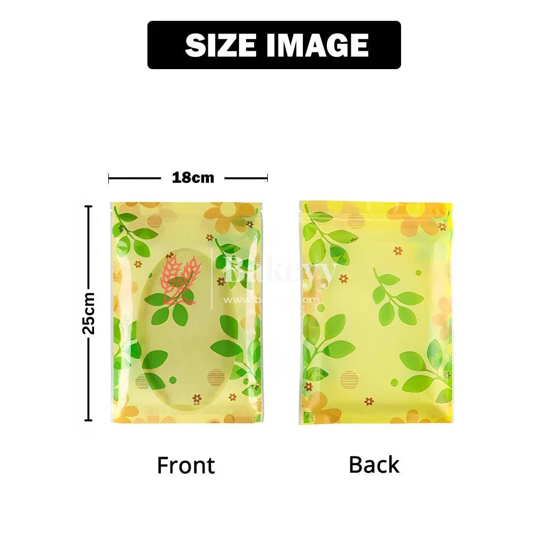 1Kg | 25x18Cm | Floral Design Stand-Up Pouches with Clear Window | Pack Of 100
