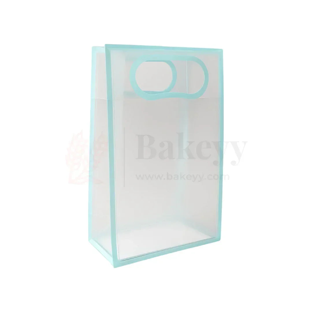 24x10x35cm | Transparent Gift Bag - Light Blue | Die‑Cut Handle, Waterproof & Stylish Packaging | Pack Of 12 - Bakeyy.com - India - 24x10x35cm | Transparent Gift Bag - Light Blue | Die‑Cut Handle, Waterproof & Stylish Packaging | Pack Of 12 - Default Title