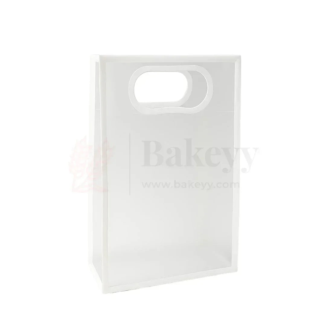 Transparent Gift Bag - White | Oval‑Cut Handle| Pack Of 12