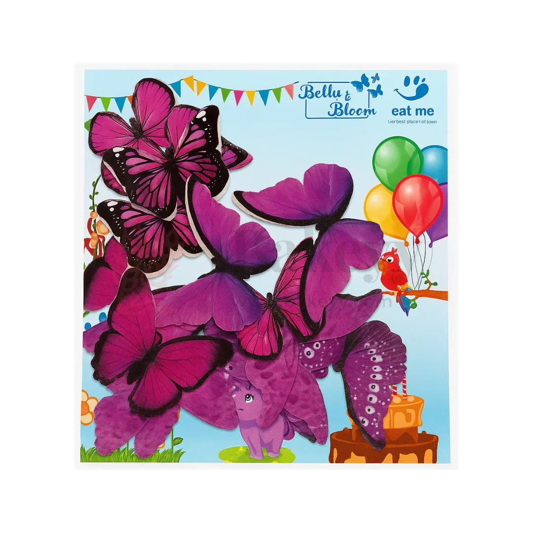 Pre-Cut | Edible Wafer | Purple & Pink Butterfly