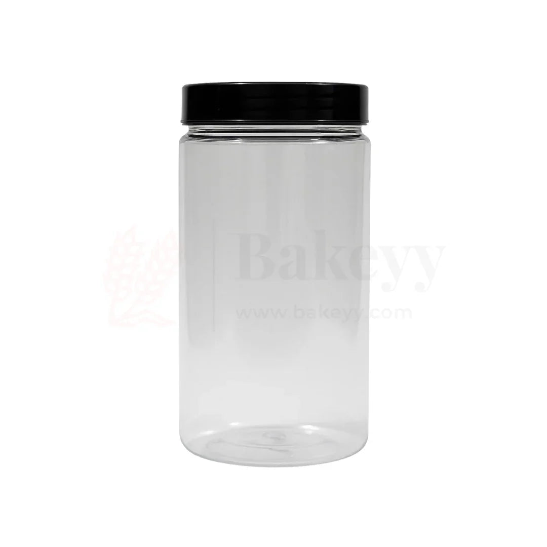 83mm | 1200ml Round PET Jar | Transparent Storage Jar with Clear Black Cap | Pack of 10 - Bakeyy.com - India - 83mm | 1200ml Round PET Jar | Transparent Storage Jar with Clear Black Cap | Pack of 10 - Default Title