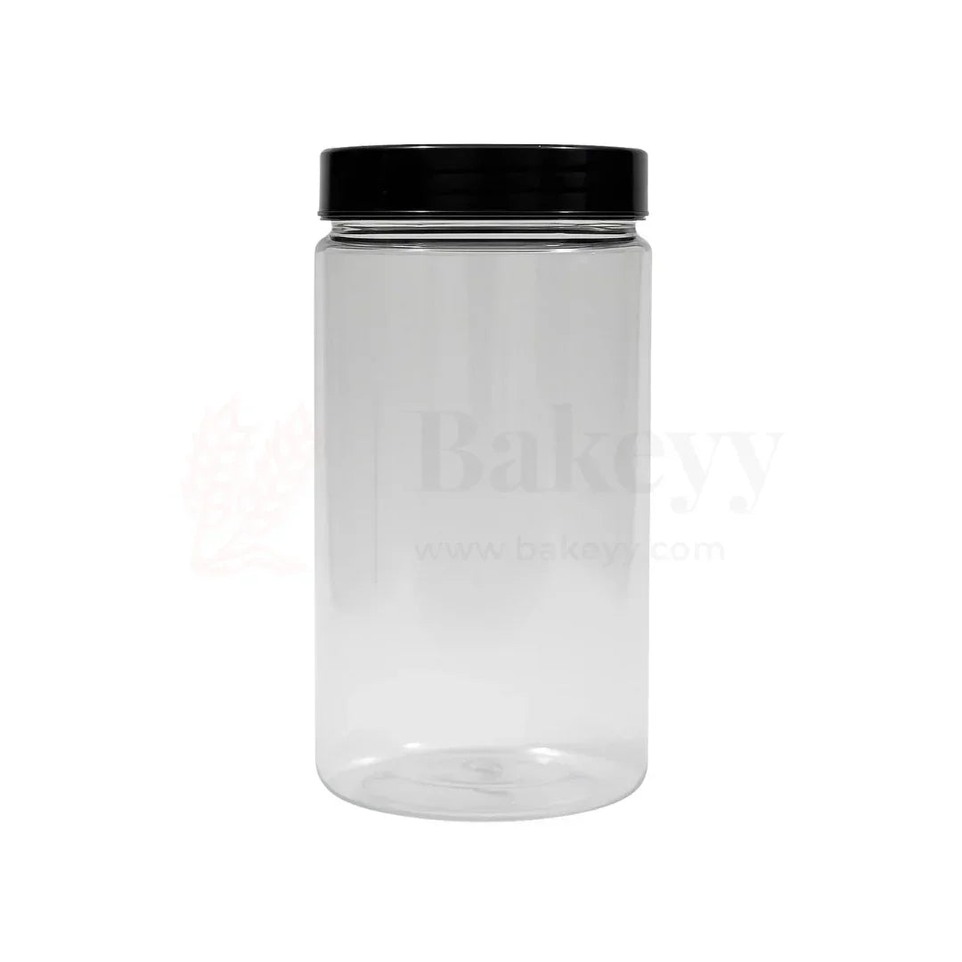 83mm | 1200ml Round PET Jar | Transparent Storage Jar with Clear Black Cap | Pack of 10 - Bakeyy.com - India - 83mm | 1200ml Round PET Jar | Transparent Storage Jar with Clear Black Cap | Pack of 10 - Default Title